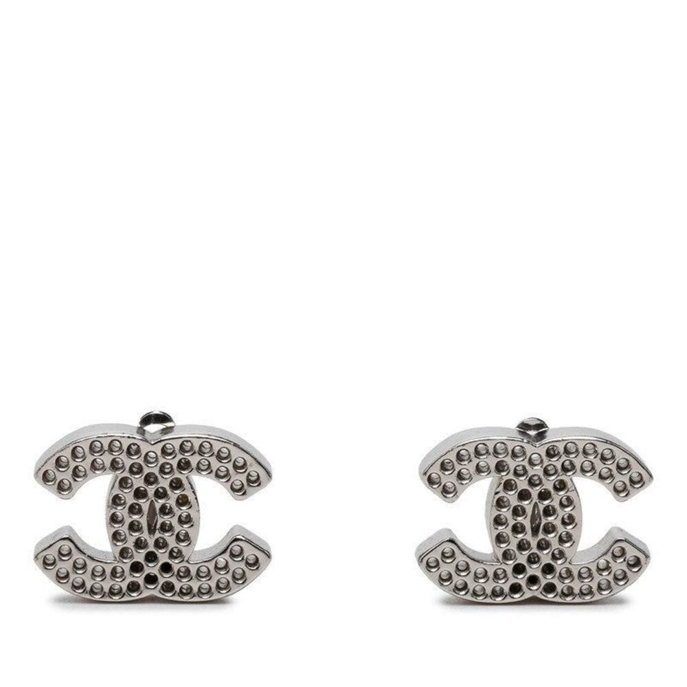 Chanel 03P CC Logo Punching Earrings Silver